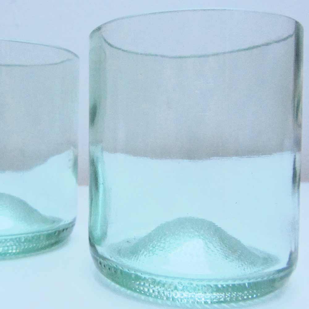 I was a bottle: Glas-Flaschen - Lampen und Leuchten, Laternen, Gläser, Vasen und Schalen aus Glas, Gläser: 2er-Set Longdrink Gläser aquafarben