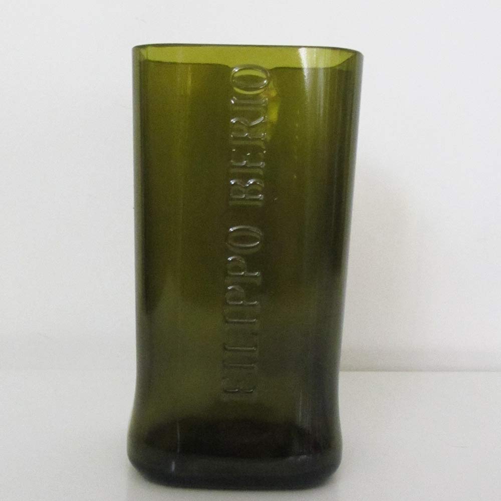 I was a bottle: Glas-Flaschen - Lampen und Leuchten, Laternen, Gläser, Vasen, Gefäße, Behälter und Schalen aus Glas: Flaschen Glasgefäß Green Olive Oil Bottle, Glasflaschen Gefäß aus einer grünen geschnittenen Olivenöl-Flasche, Detail