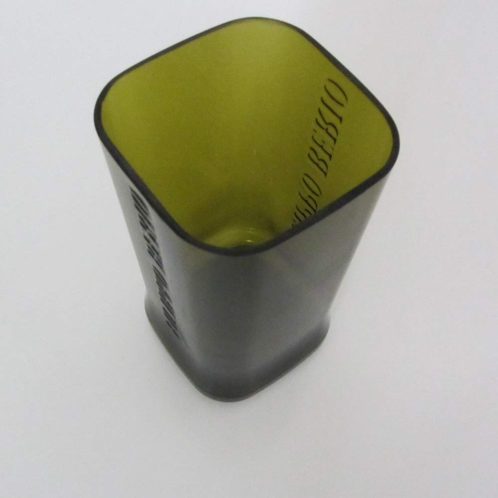 I was a bottle: Glas-Flaschen - Lampen und Leuchten, Laternen, Gläser, Vasen, Gefäße, Behälter und Schalen aus Glas: Flaschen Glasgefäß Green Olive Oil Bottle, Glasflaschen Gefäß aus einer grünen geschnittenen Olivenöl-Flasche