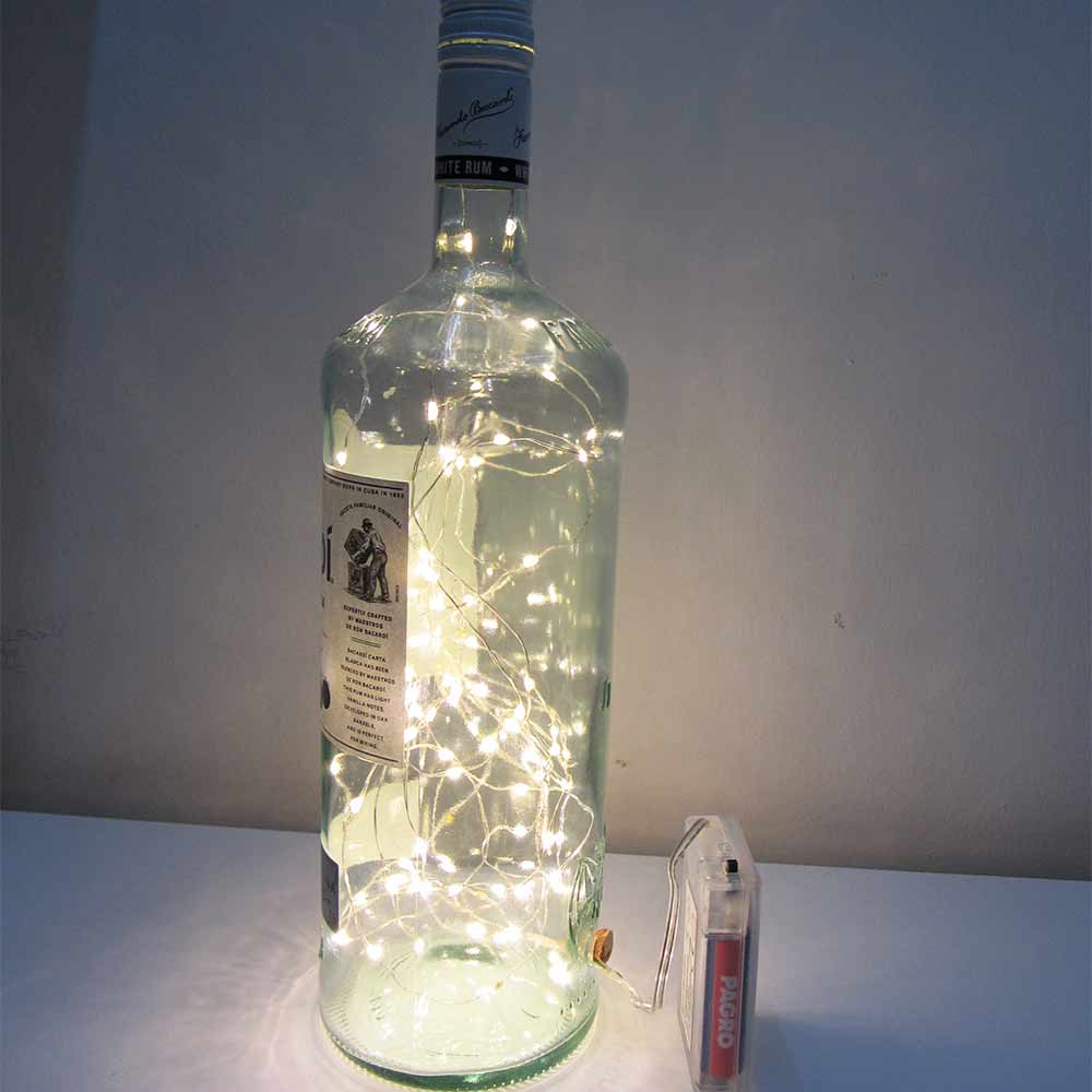 I was a bottle: Glas-Flaschen - Lampen und Leuchten, Laternen, Gläser, Vasen und Schalen aus Glas, Led-Flaschenlampen: Große Bacardi Led-Flaschenlampe mit weißgelben Licht