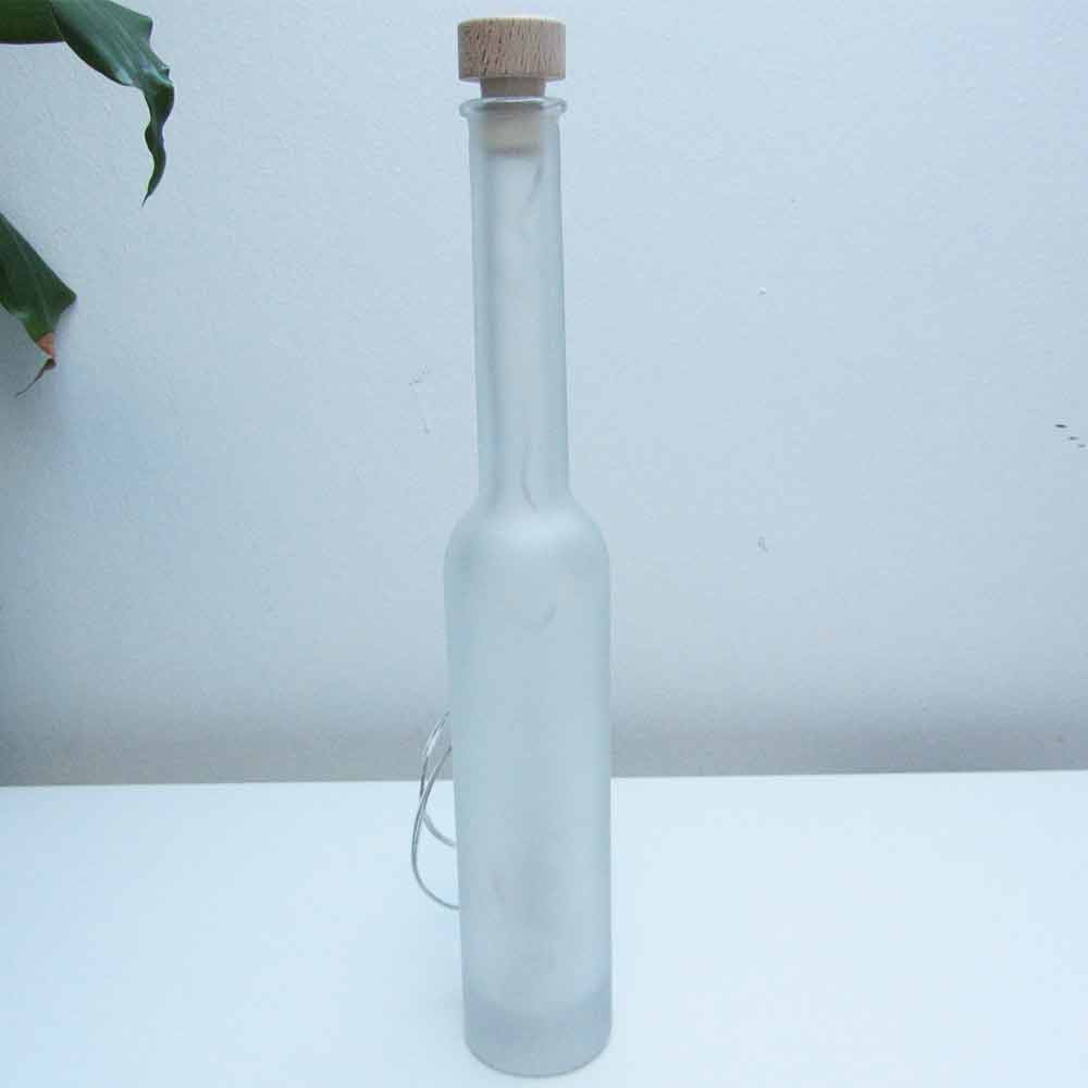 I was a bottle: Glas-Flaschen - Lampen und Leuchten, Laternen, Gläser, Vasen und Schalen aus Glas, Led-Flaschenlampen: kleine satinierte Schnapsflaschenlampe