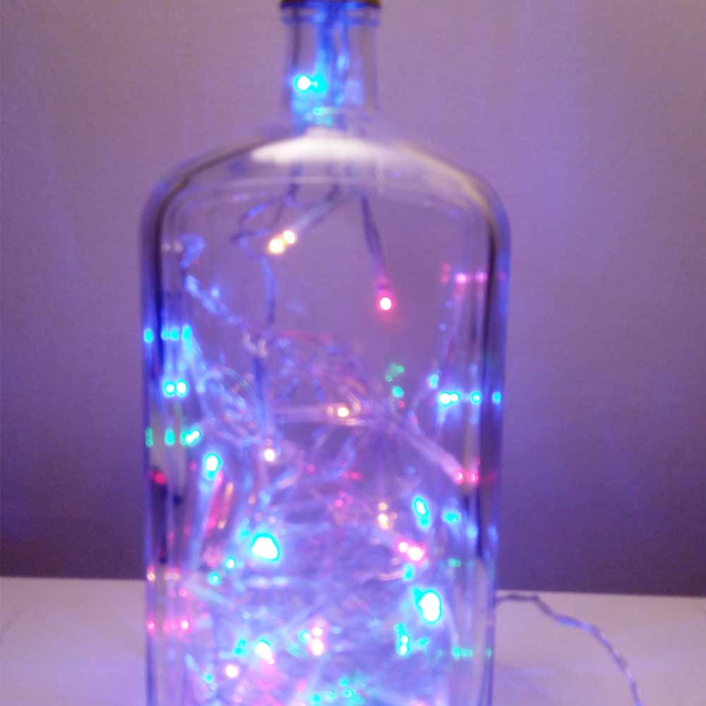 I was a bottle: Glas-Flaschen - Lampen und Leuchten, Laternen, Gläser, Vasen und Schalen aus Glas, Led-Flaschenlampen: Sporer Punsch Flaschenlampe mit buntem Licht, Detail