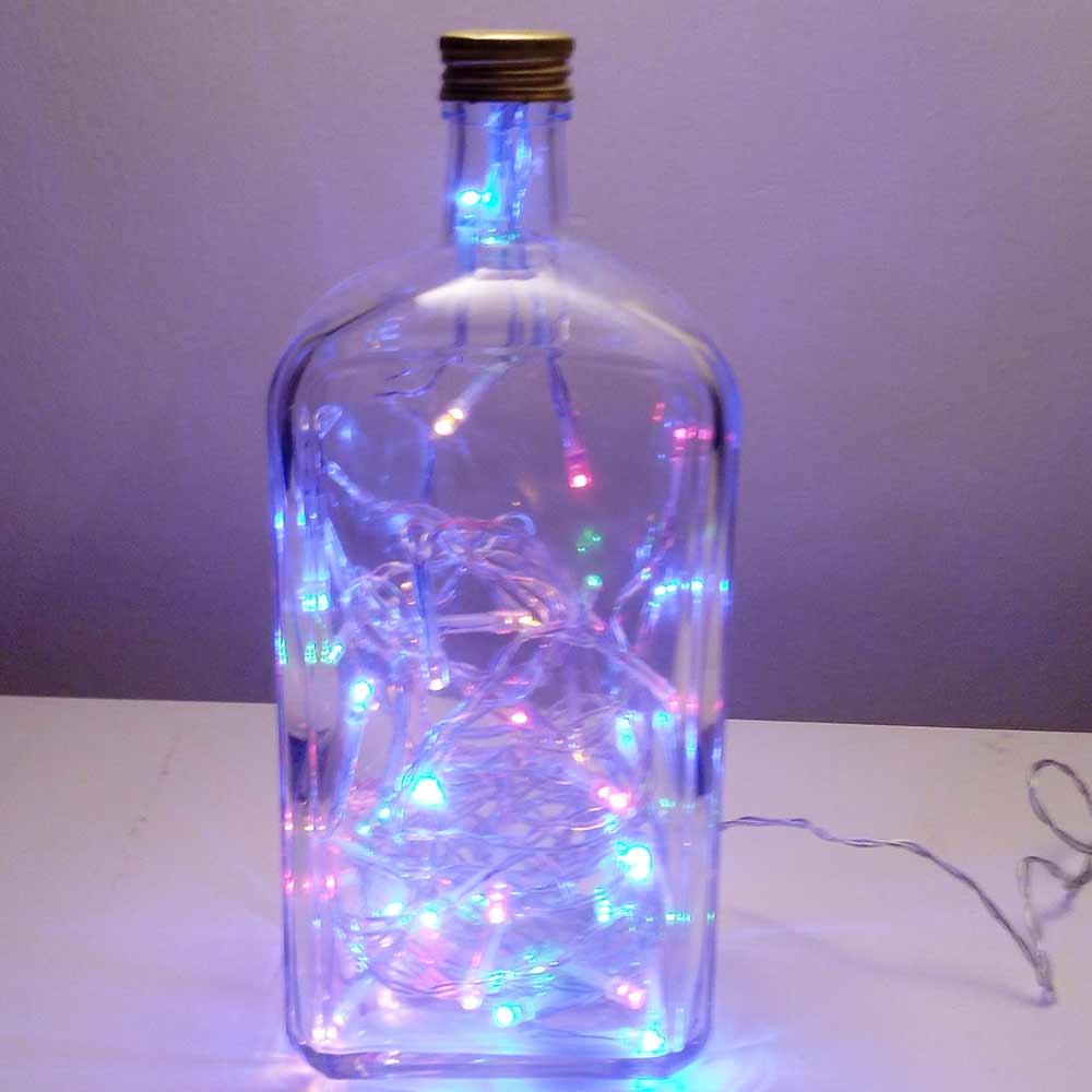 I was a bottle: Glas-Flaschen - Lampen und Leuchten, Laternen, Gläser, Vasen und Schalen aus Glas, Led-Flaschenlampen: Sporer Punsch Flaschenlampe regenbogenfarben