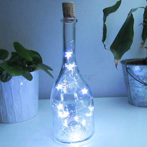 I was a bottle: Glas-Flaschen - Lampen und Leuchten, Laternen, Gläser, Led-Flaschenlampen: Chenet Led Flaschenlampe mit Sternen-Leds blauweiss