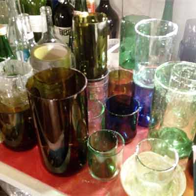 I was a bottle: Glas-Flaschen - Lampen und Leuchten, Laternen, Gläser, Vasen und Schalen aus Glas, Me and my work: Flaschen schneiden