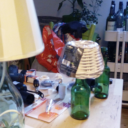 I was a bottle: Glas-Flaschen - Lampen und Leuchten, Laternen, Gläser, Vasen und Schalen aus Glas, über mich und meine Arbeit: Lampenherstellung