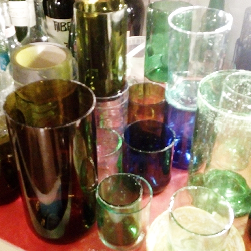 I was a bottle: Glas-Flaschen - Lampen und Leuchten, Laternen, Gläser, Vasen und Schalen aus Glas, über mich und meine Arbeit: geschnittene Glasflaschen